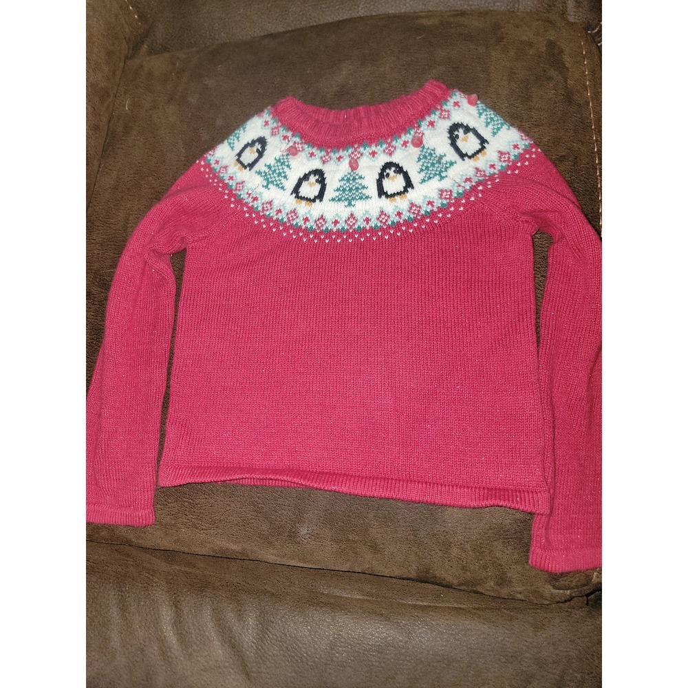 Jingles and joy‎ holiday Christmas penguin sweater size 5 6